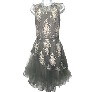 Nha Khanh Kenzie Gray Lace Tulle Dress